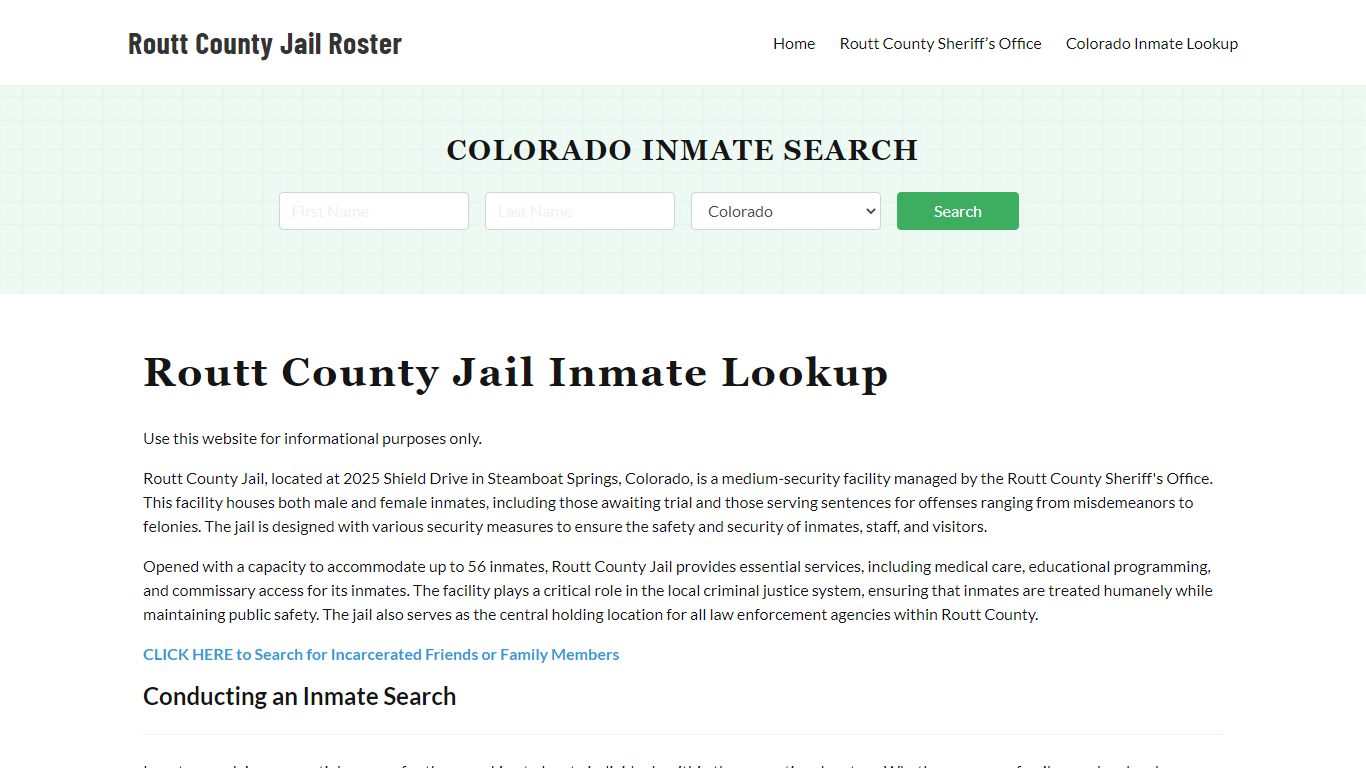 Routt County Jail Roster Lookup, CO, Inmate Search